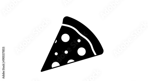 Simple Black Icon of a Delicious Pizza Slice.