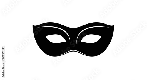 Simple Black Masquerade Mask Icon Graphic.