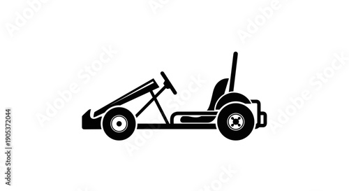 Simple Black Silhouette of a Go Kart Vehicle.