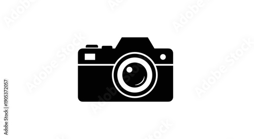 Simple Black Silhouette of a Modern Digital Camera.