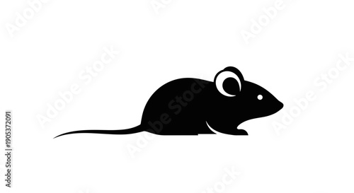 Simple Black Silhouette of a Mouse Icon.