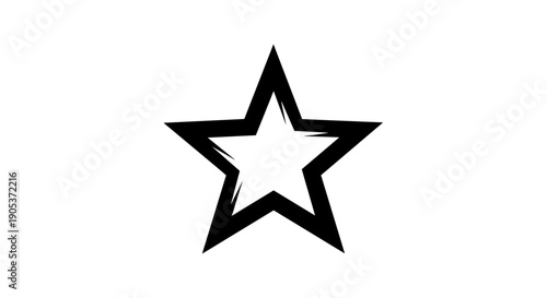 Simple Black Star Outline Grunge Brush Stroke.