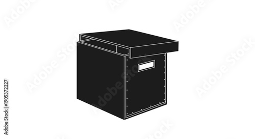 Simple Black Storage Box with Lid and Label.