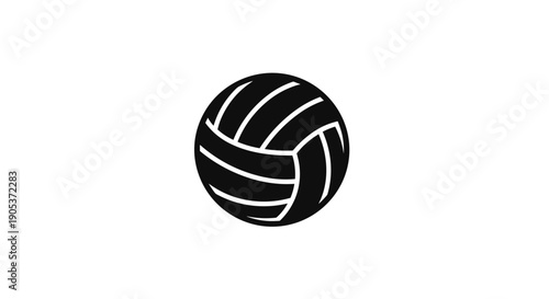 Simple Black Volleyball Icon on White Background.