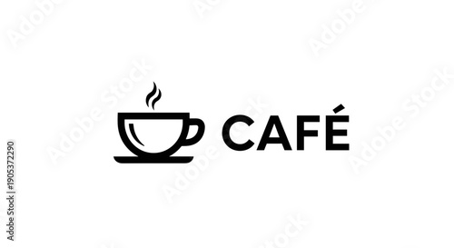Simple Cafe Logo with Coffee Cup and Text.