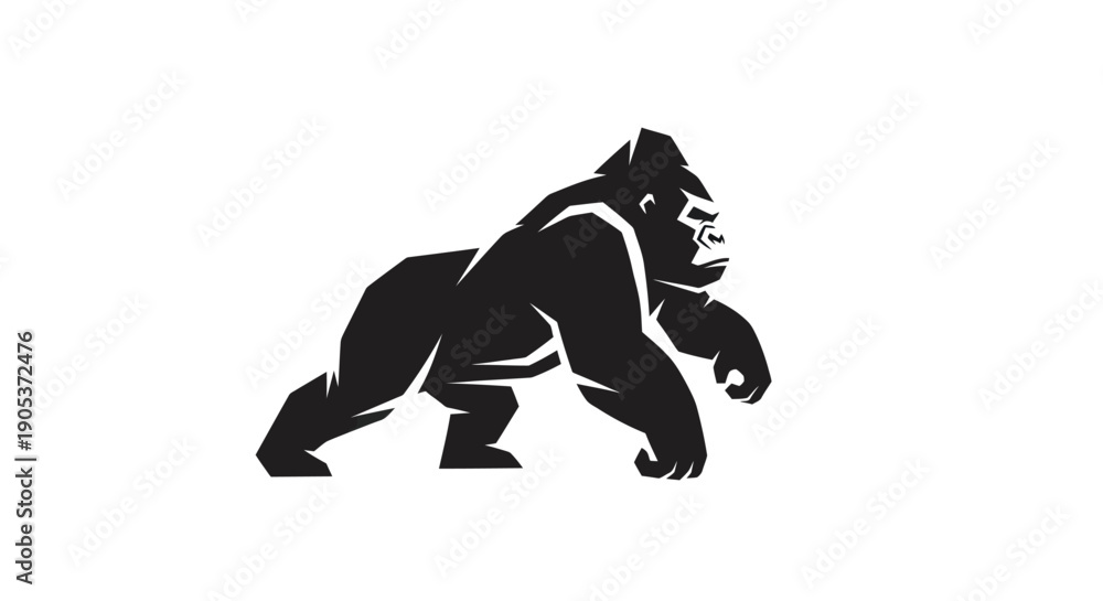 Obraz premium Gorilla silhouette walking isolated