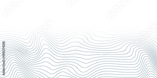 Vector abstract wave blue lines on white background template.