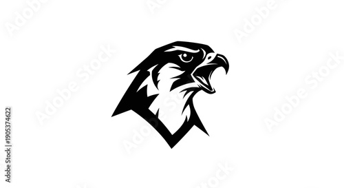 Falcon head graphic on white background