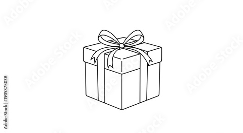 Simple Line Drawing of a Gift Box with Ribbon 3.