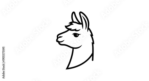 Simple Line Drawing of a Llama Head Profile 1.