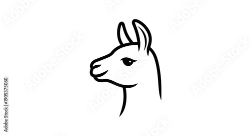 Simple Line Drawing of a Llama Head Profile.