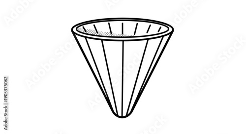 Simple Line Drawing of a Paper Coffee Filter.
