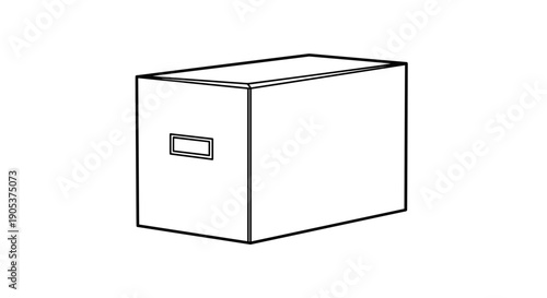 Simple Line Drawing of a Rectangular Storage Box with Handle.