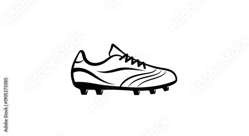 Simple Line Drawing of a Soccer Cleat Shoe.