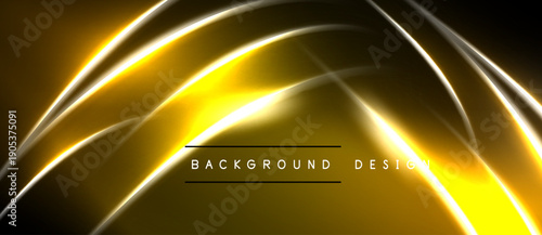 Golden lines create abstract shapes. Dark background emphasizes bright, flowing curves. Modern design element for digital projects.