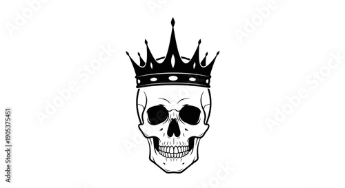 Skull wearing a regal crown illustration.