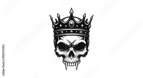 Skull wearing a royal crown with sharp fangs.