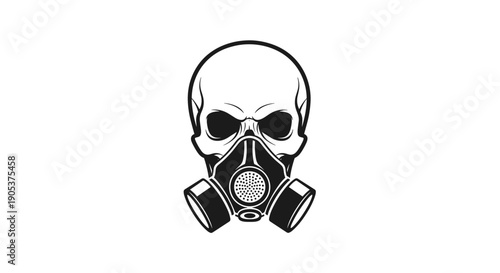 Skull Wearing Gas Mask Illustration 1.