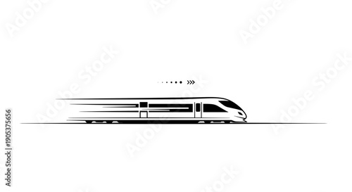 Sleek modern highspeed train in motion illustration.