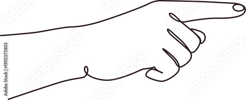 Continuous one-line drawing of a pointing finger hand gesture. 