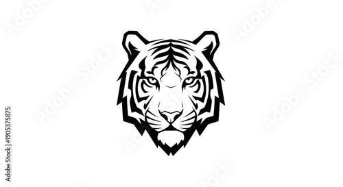 Striking Black and White Tiger Face Emblem.