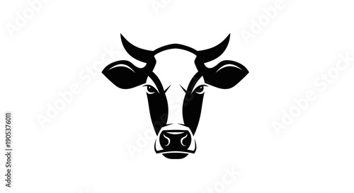 Stylized Black and White Cow Head Illustration.