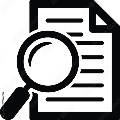 Magnifying glass examining a document for detailed inspection