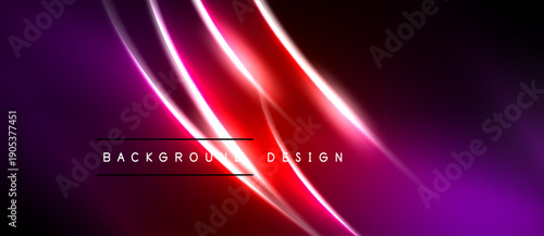 Abstract neon lines create dynamic background. Vibrant magenta, red hues dominate design. Modern, futuristic aesthetic. Minimal text present.