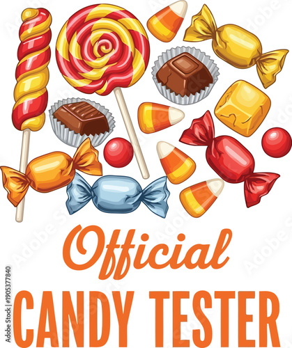 Colorful Candy Tester Graphic for Sweet Treats and Sweets Lovers