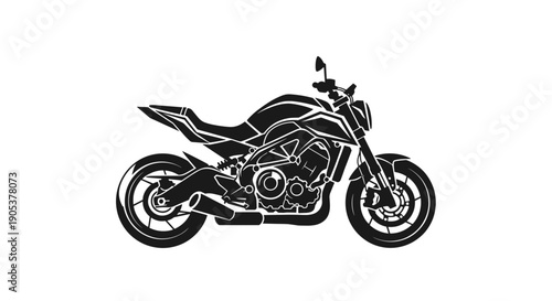 Stylized Black and White Motorcycle Illustration.