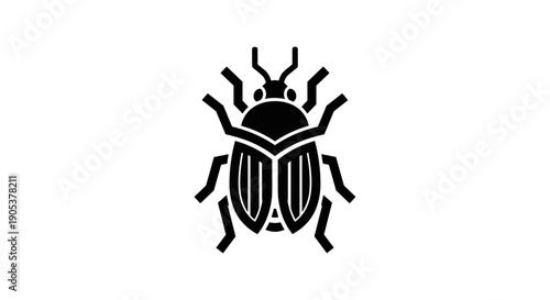 Stylized Black Beetle Insect Icon Graphic.