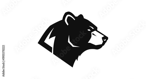 Stylized Black Bear Head Silhouette Logo Design.