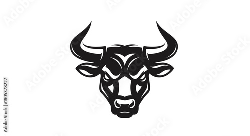 Stylized Black Bull Head Emblem with Fierce Expression.