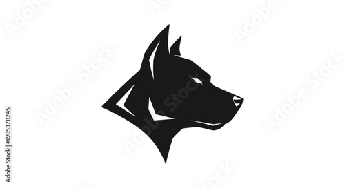 Stylized Black Dog Head Silhouette Logo Design.