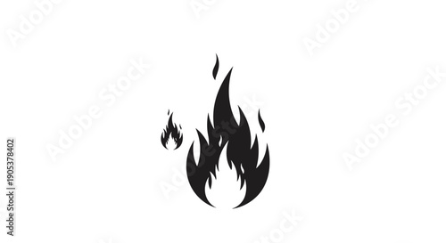 Stylized Black Flame Icon on White Background 8.