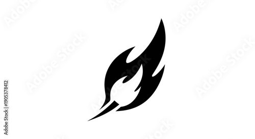 Stylized Black Flame Icon on White Background 9.