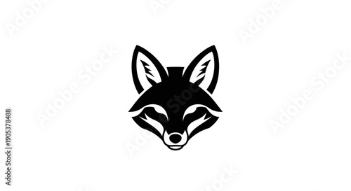 Stylized Black Fox Head Emblem on White Background.