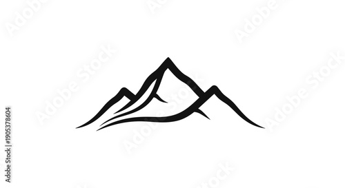 Stylized Black Mountain Peaks Silhouette Graphic.