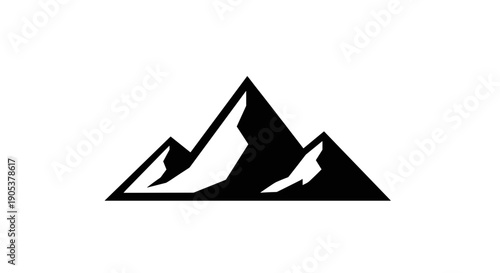 Stylized Black Mountain Peaks Silhouette Icon.