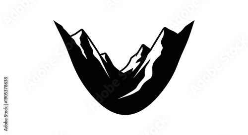 Stylized Black Mountain Range Silhouette Graphic.