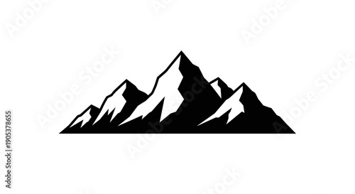 Stylized Black Mountain Range Silhouette Vector Graphic 1.