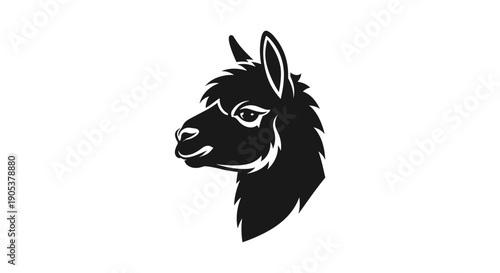 Stylized Black Silhouette of a Llama Head Profile.