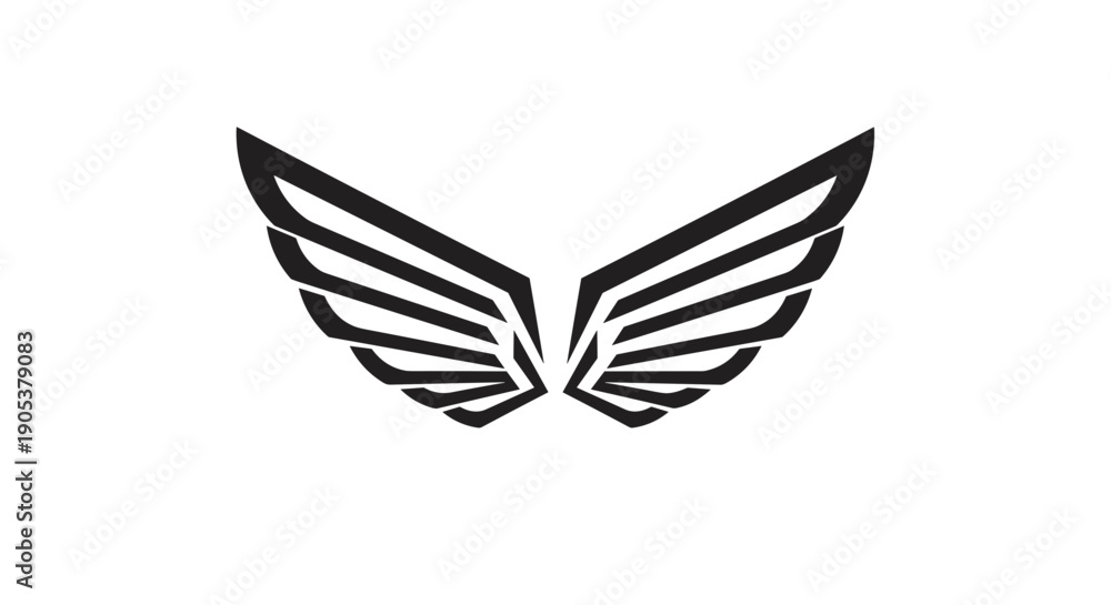Fototapeta premium Stylized Black Wings Graphic Design Element.