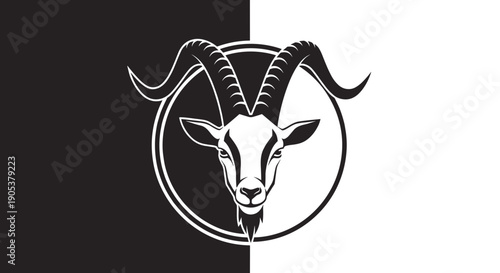 Stylized Goat Head Emblem with Majestic Horns.