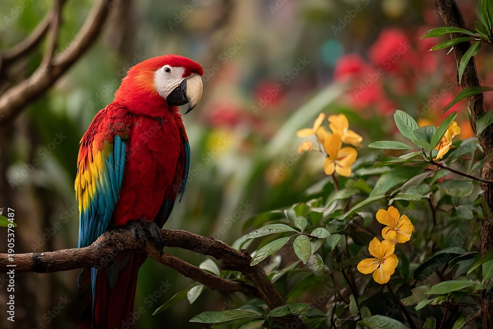 Obraz premium single parrot sitting on branch