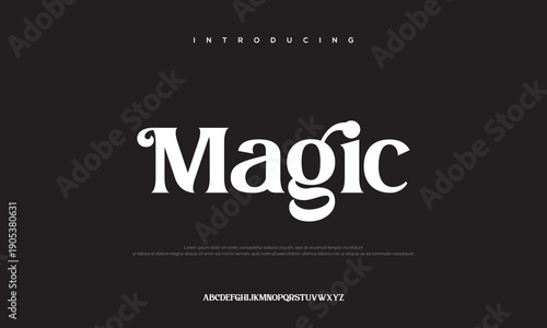 Ethereal Typography Design: A captivating typography design showcases the word Magic in a refined, elegant font style against a rich, dark backdrop. It invites readers to feel charmed