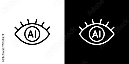 AI（人工知能）による解析や監視をイメージした目のアイコン (ベクター)