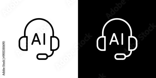 AIチャットボットやカスタマーサポートのアイコン (ベクター)