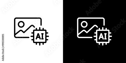 AI画像生成やクリエイティブな人工知能のアイコン (ベクター)