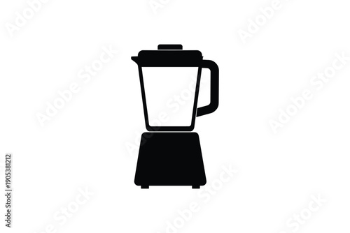 Black silhouette of a kitchen blender with a clear pitcher and base on a white background